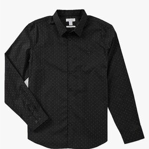 Calvin Klein Mens 2 Way Stretch Button Up Shirt, Black, Medium